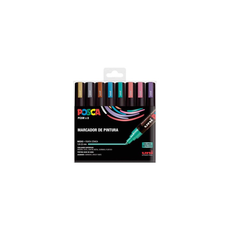 Uni-Ball - ESTUCHE 8 UDS. PC-5M METAL POSCA UNIBALL 182634680 182634680