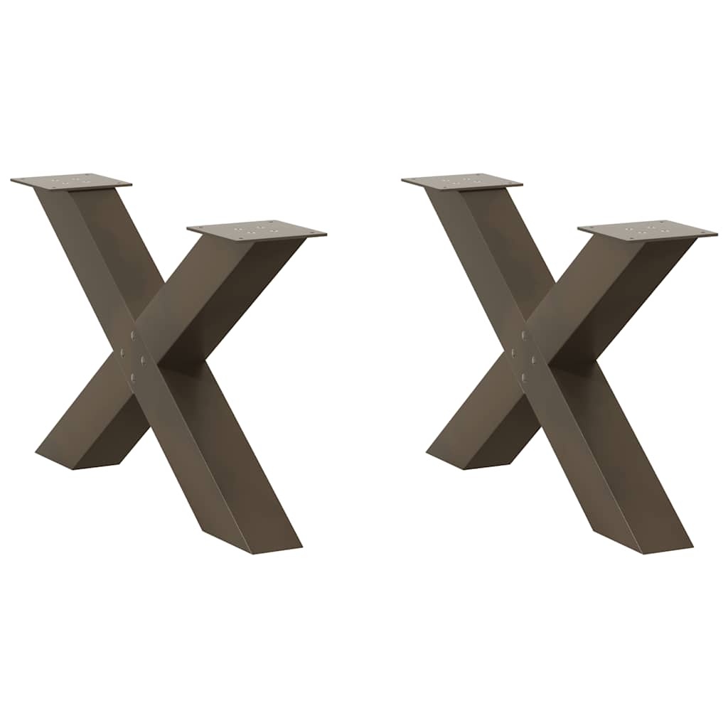vidaXL Patas para mesa de centro en forma de X (2 unidades) 70 x (42-43) cm, acero