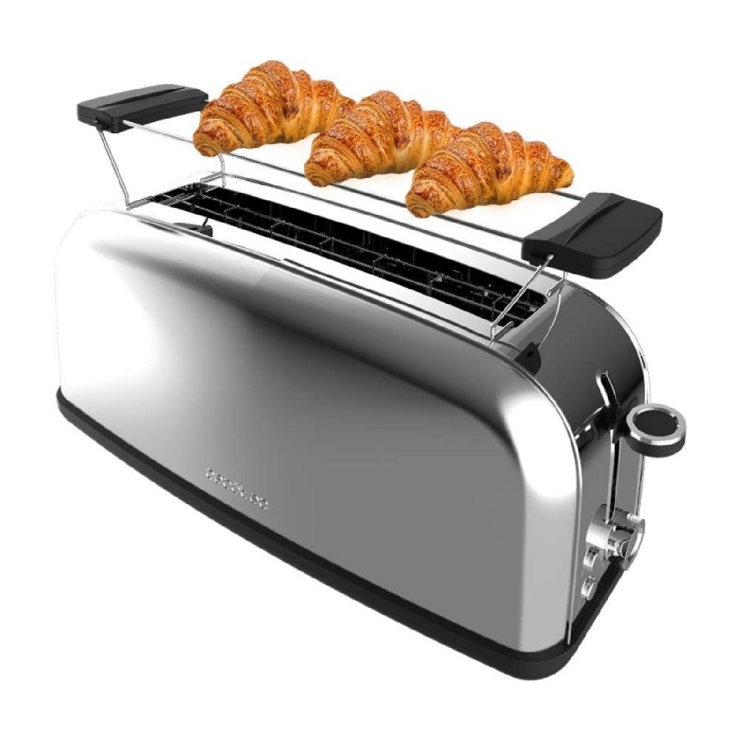 Cecotec Tostador Vertical Toastin' Time 850 Inox Long, 850W, Doble ranura larga y ranura ancha 3,8cm, Varillas Superiores