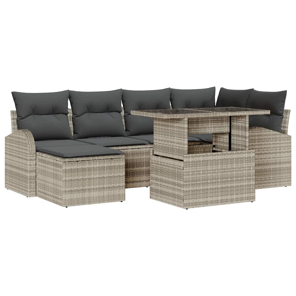 vidaXL Conjunto de sofá de jardín con cojín 7 pcs Gris claro