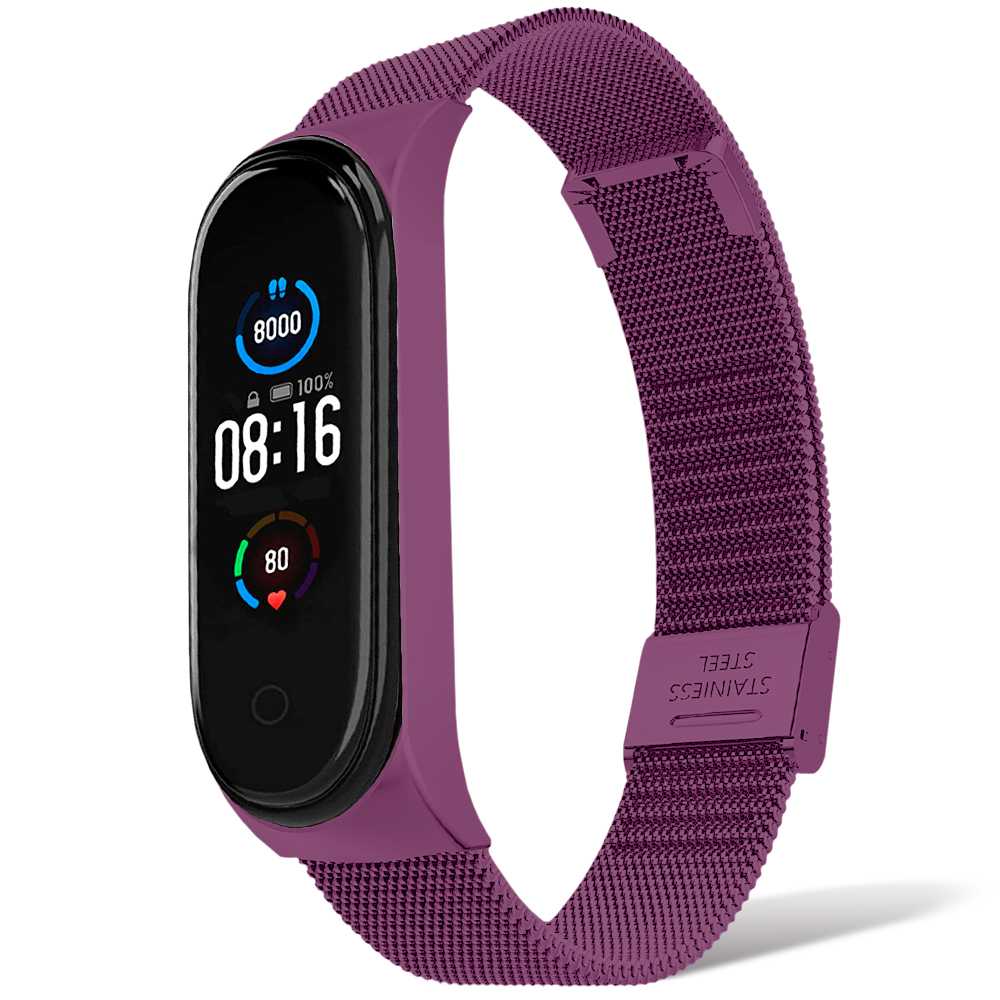 Ociodual Correa Metálica Compatible con Xiaomi Mi Smart Band 5 6 Violeta Pulsera de Recambio Repuesto Acero Inox Brazalete