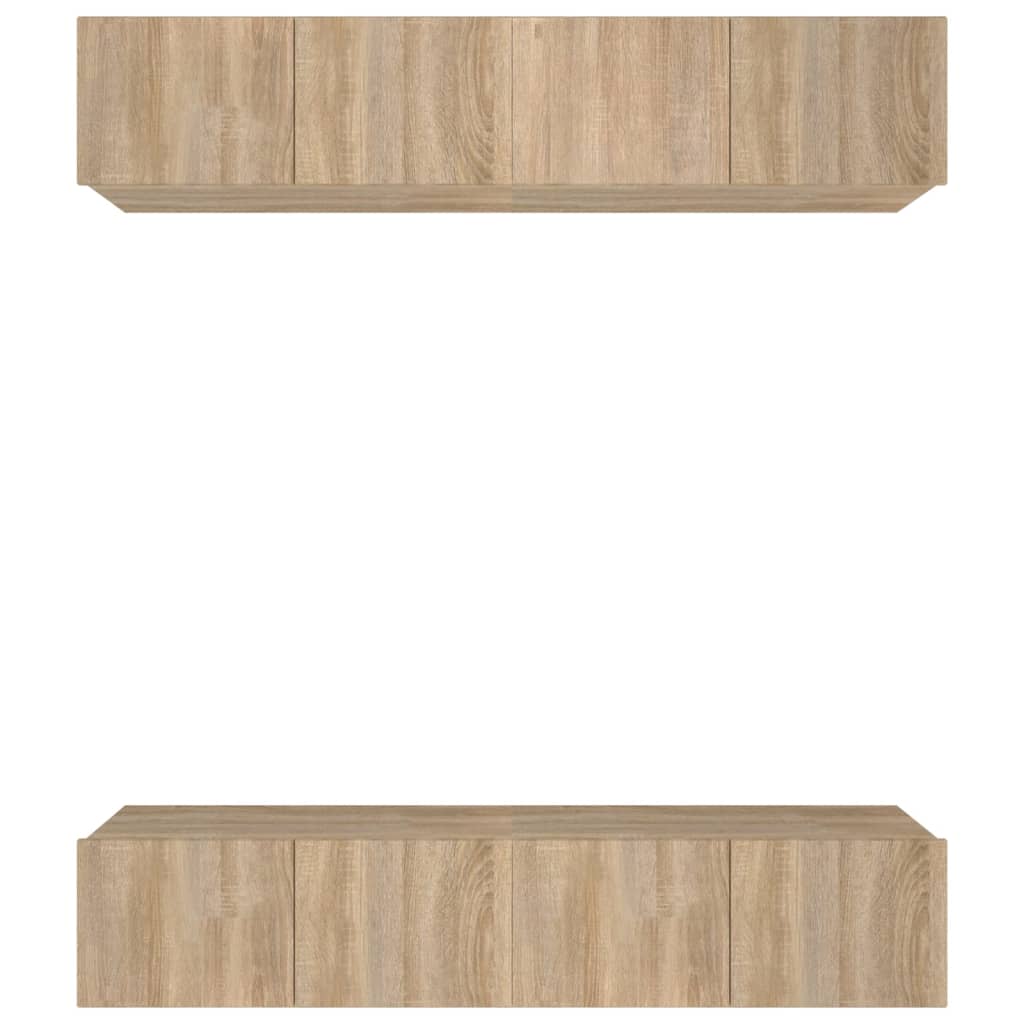 Vidaxl Muebles TV 4 Uds Madera Contrachapada 80x30x30 Cm - Marrón Roble