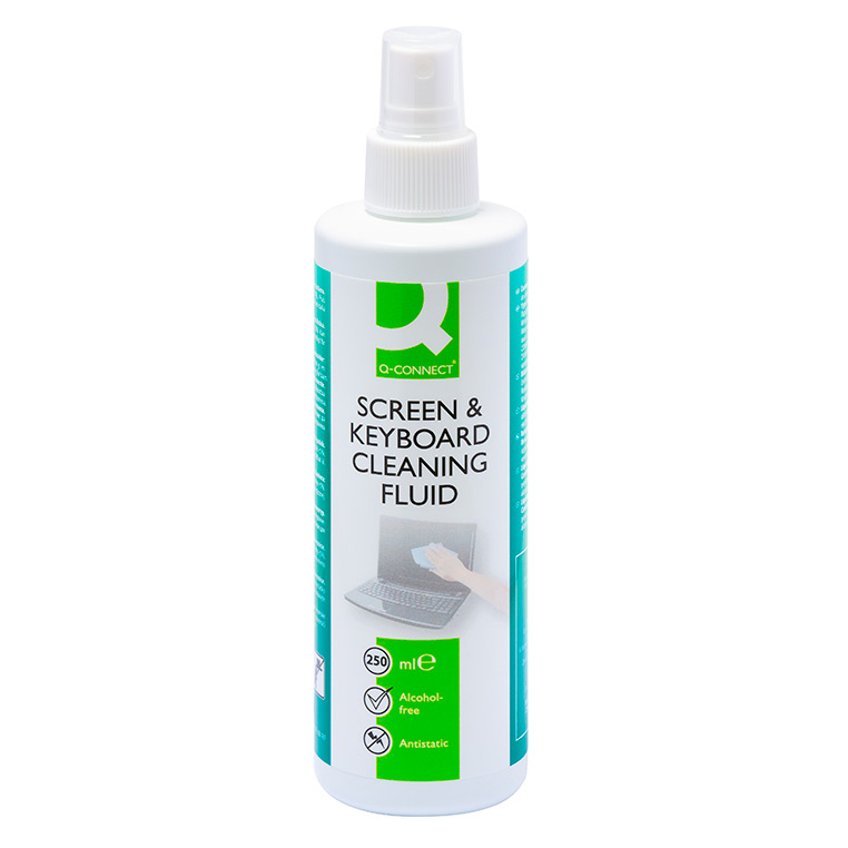 Q-Connect KF04502B - Spray Limpiador de Pantallas y Teclados Bote de 250 ml