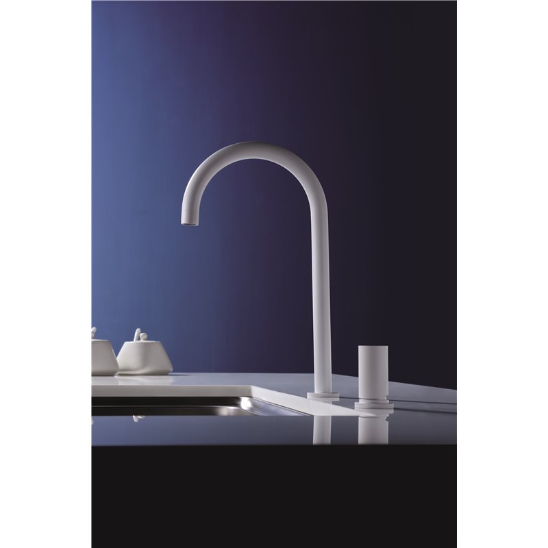Imex Manacor GCM001/BL grifo de cocina monomando caño alto curvo blanco mate