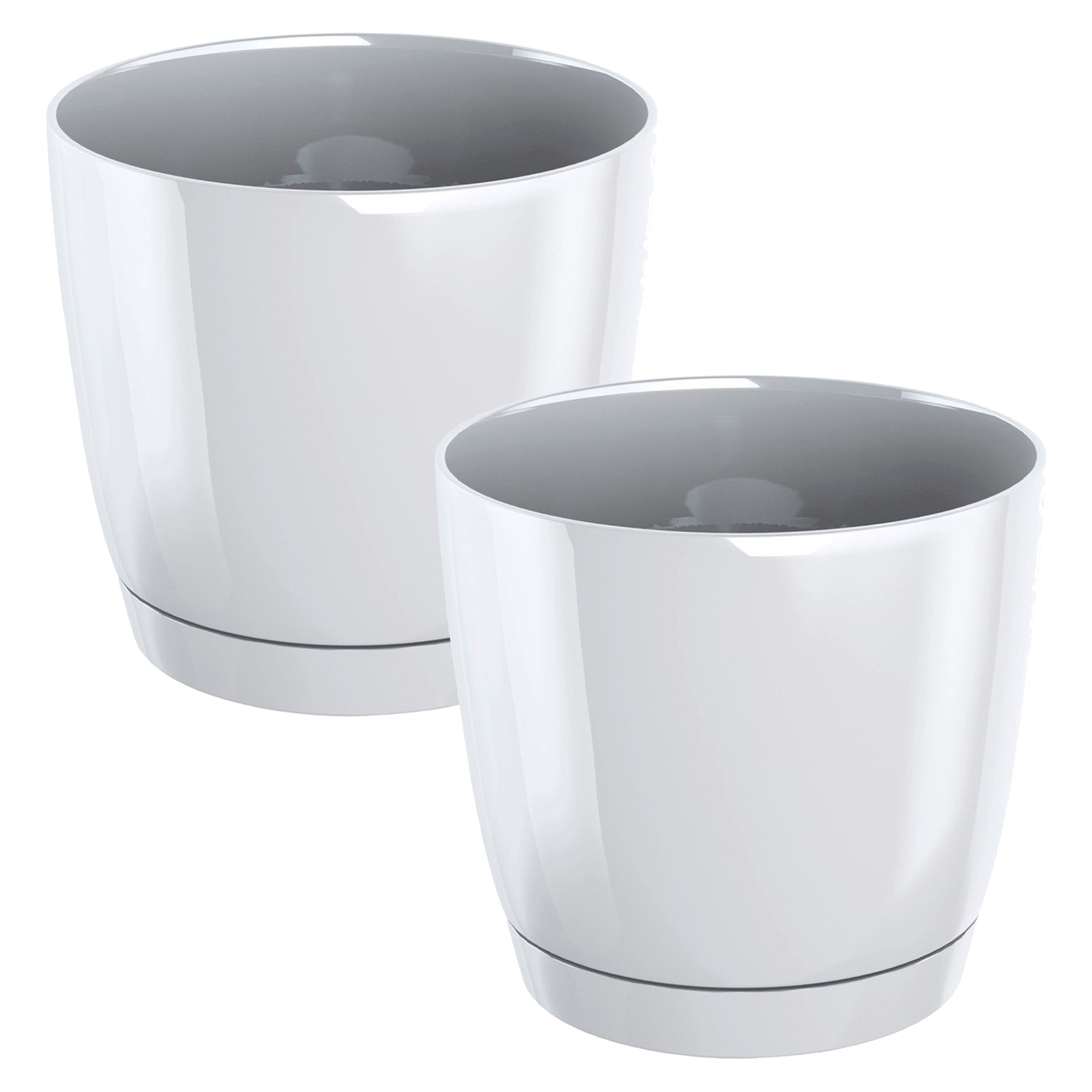 Maceta Redonda de Plástico Wellhome Coubi Round P Blanco 15.5x14.2cm