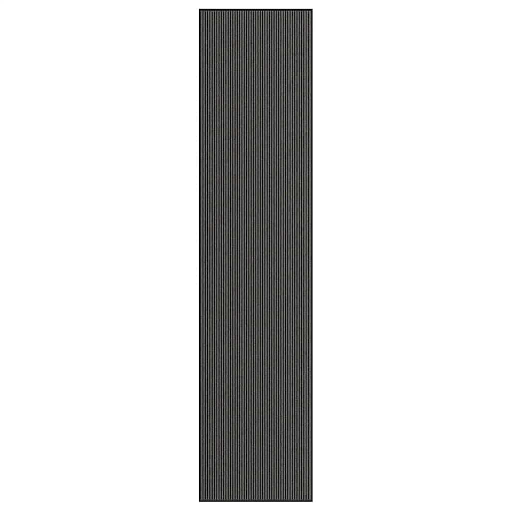 vidaXL Felpudo a rayas negro y gris en dimensiones 115x300 cm/90x150 cm/115x200 cm y más