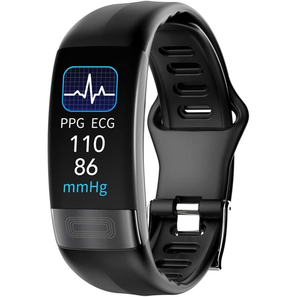 Reloj Inteligente Deportivo Negro con Medición de Temperatura, ECG, PPG y Monitoreo de Oxígeno en Sangre