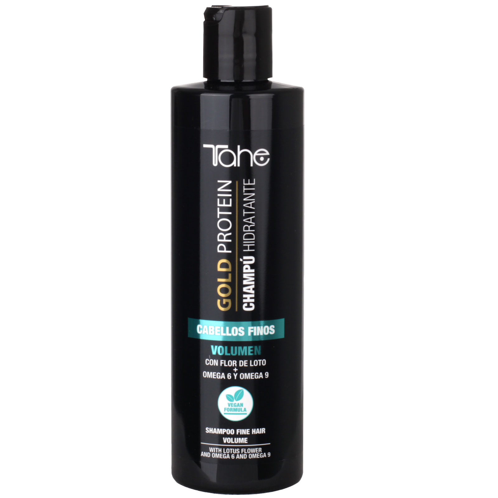 Tahe Gold Protein Champú hidratante para cabellos finos con Flor de Loto y Omega 6 y 9, 300 ml
