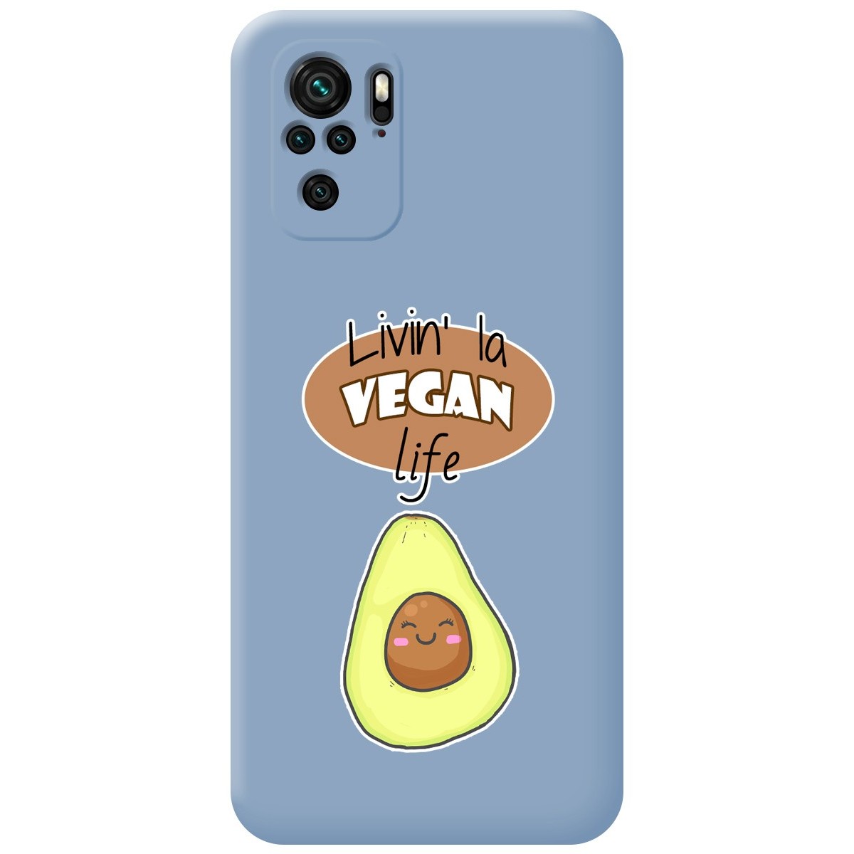 Tumundosmartphone Funda Silicona Líquida Azul para Xiaomi Redmi Note 10 / 10S diseño Vegan Life Dibujos