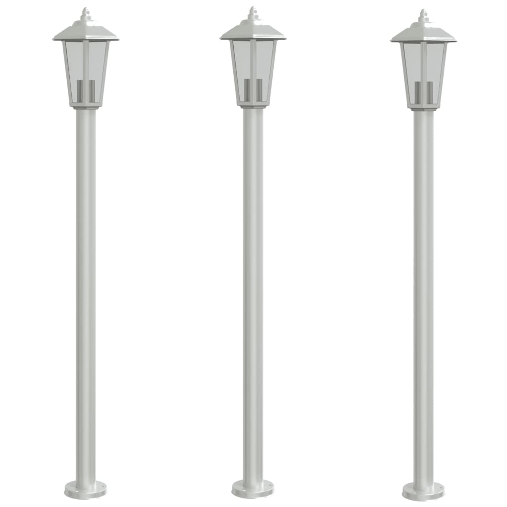 vidaXL Farolas de exterior 3 unidades acero inoxidable 120 cm Color Negro,  Plateado, y mas
