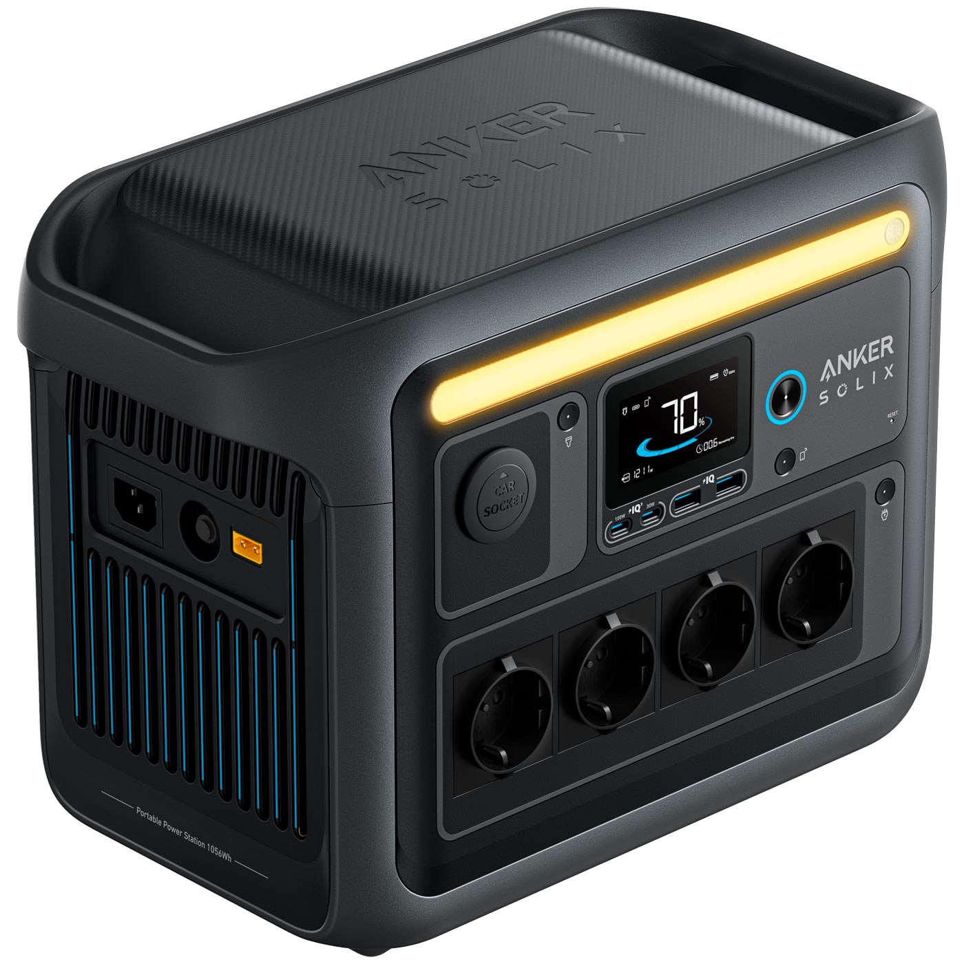 Anker SOLIX C1000X Estación de Energía Portátil 1056Wh LiFePO4 (330.000 mAh), 1800W / 2400W Pico, Carga Completa en 58 Min