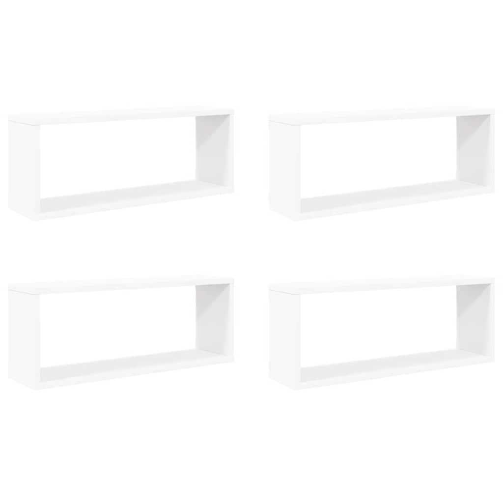 vidaXL Estante cubo de pared 4 uds contrachapado blanco 60x15x23 cm
