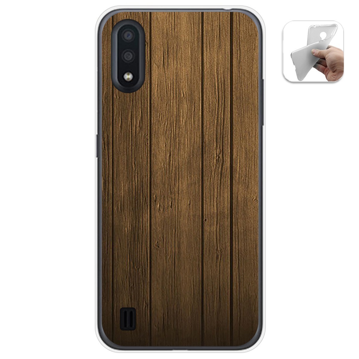 Tumundosmartphone Funda Gel Tpu para Samsung Galaxy A01 diseño Madera Dibujos