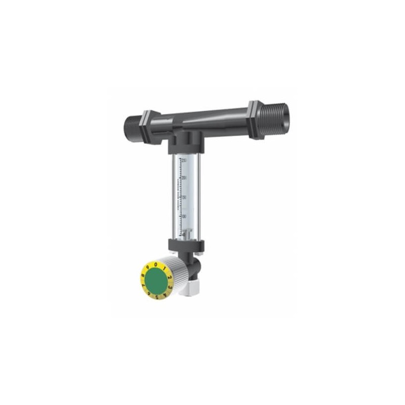 Inyector Venturi 25Ø 3mm con llave dosificadora y caudalímetro     RIEGOPRO