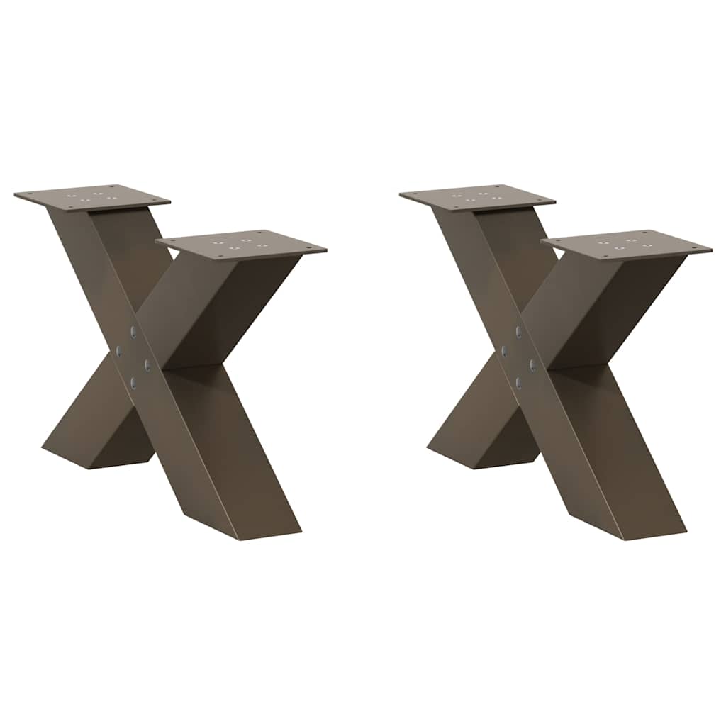 vidaXL Patas para mesa de centro en forma de X (2 unidades) 50 x (30-31) cm, acero