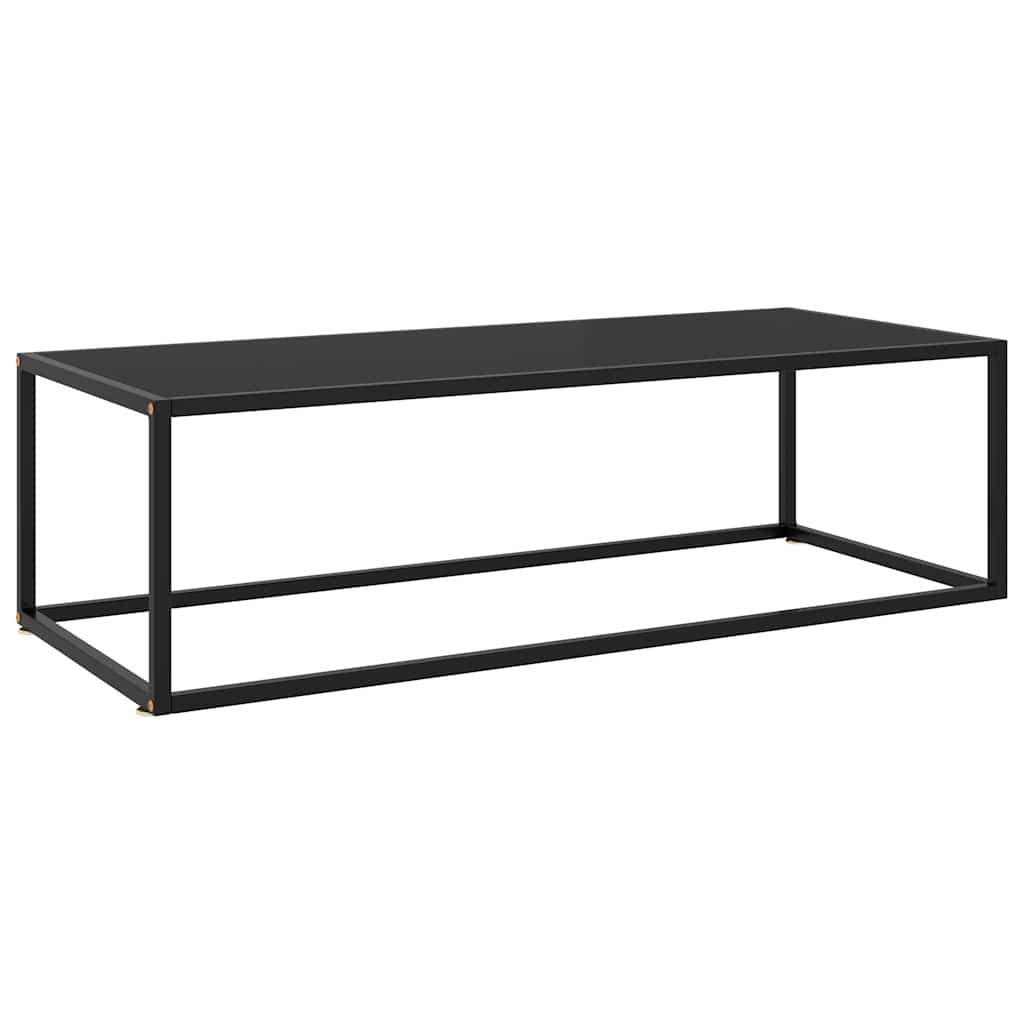 vidaXL Mesa de centro negra con vidrio negro 120x60x35 cm