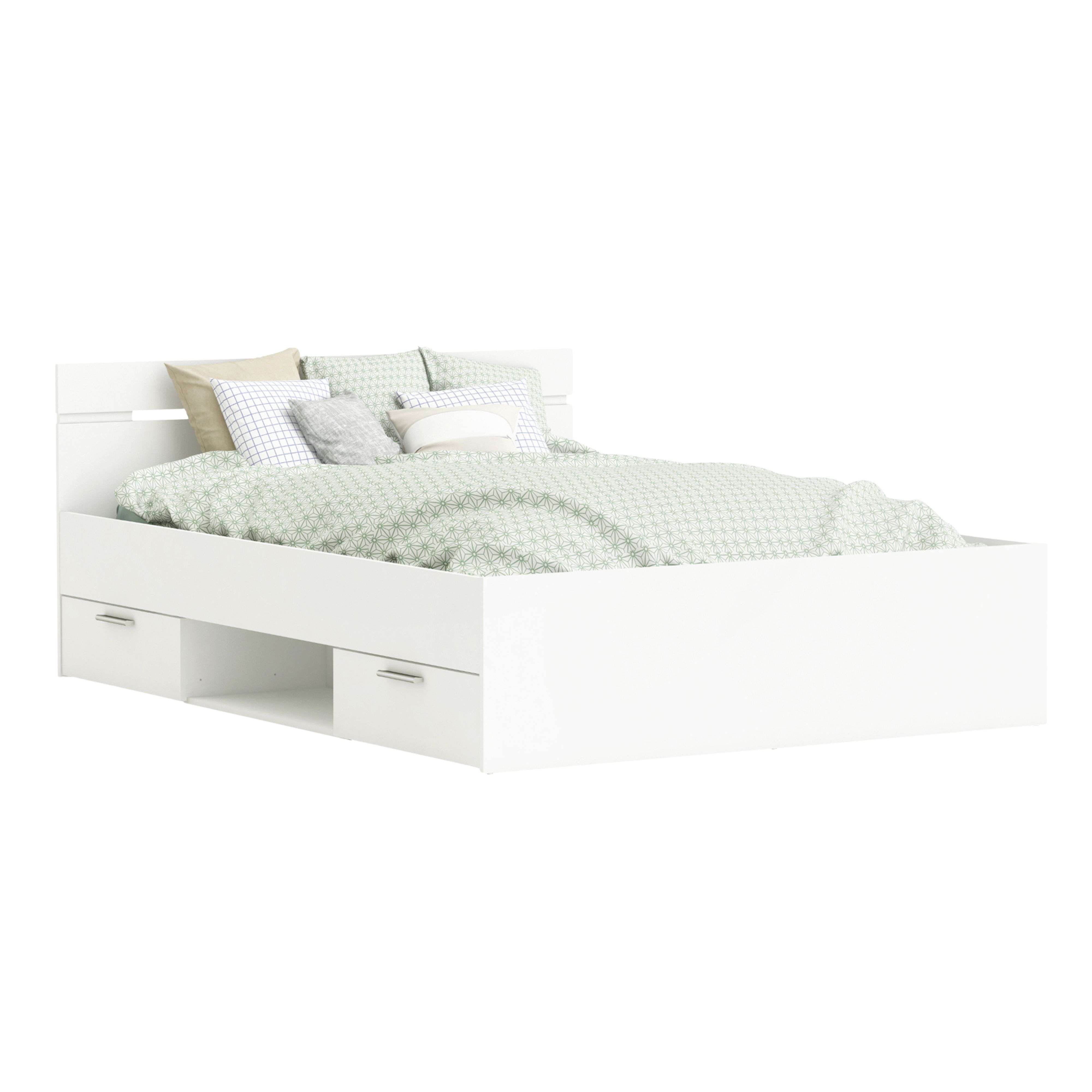 Miroytengo Cama de Matrimonio con Cajones Inferiores Michigan Color Blanco disponible en 135cm o 140cm