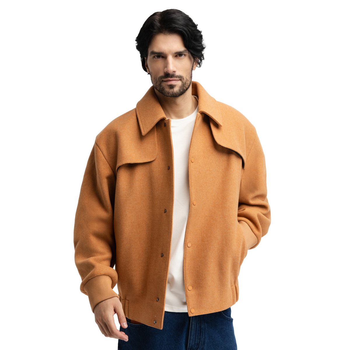 SIROKO - Chaqueta bomber de lana Siroko Gobi Camel_