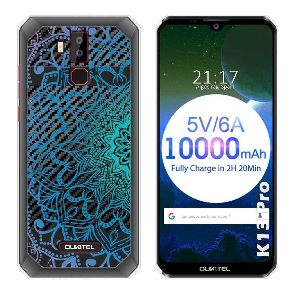 Tumundosmartphone Funda Gel Transparente para Oukitel K13 Pro diseño Mandala Dibujos
