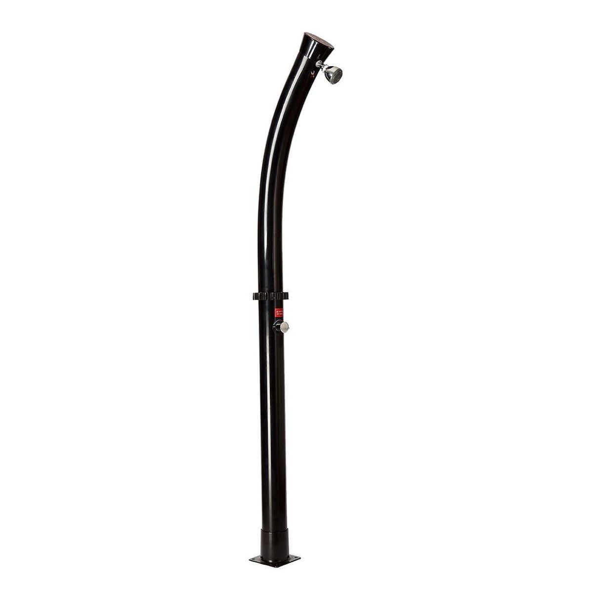 Ducha solar exterior de PVC negro con capacidad de 18 litros cabezal redondo de 7 cm y mezclador de metal incluye todo lo necesario para montaje MPC modelo DOCCIATOMNERA