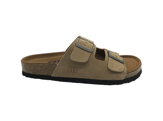 Sandalia Bio Hombre Taupe Mustang 84716: Diseño Anatómico y Calidad Sostenible, Piel de Serraje Premium y Planta Bio Ergonómica, Ajuste Personalizable con Doble Hebilla y Suela Antideslizante de Corch