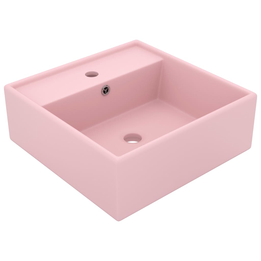 vidaXL Lavabo Cuadrado Rebosadero de Cerámica Mate 41x41 cm Vasija Color matte dark grey,  matte dark green,  matte pink y mas