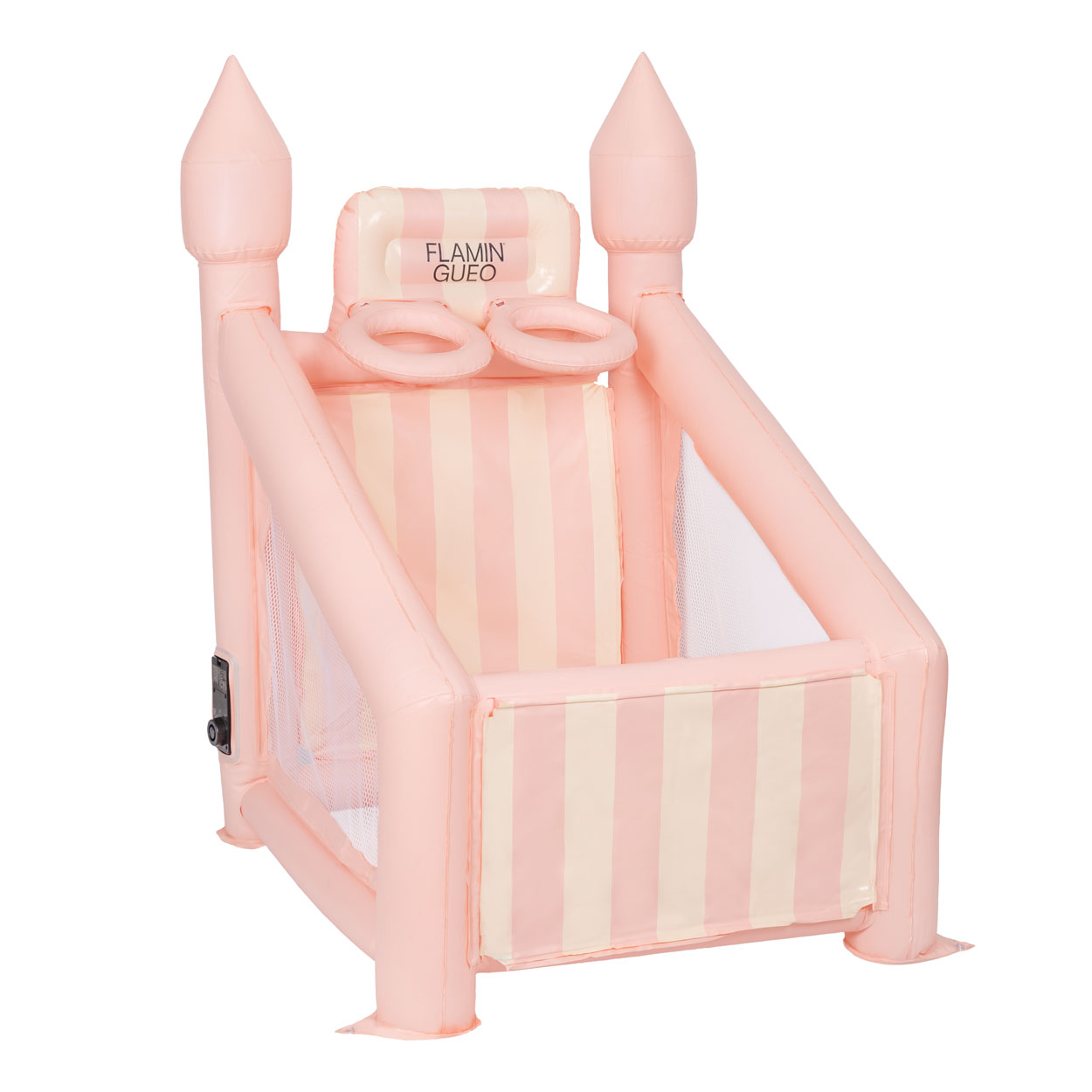 Canasta Hinchable Infantil Flamingueo con Hinchador Incorporado, Rejilla Lateral y 6 Pelotas Incluidas – PVC 0,4mm, Tamaño Mediano Disponible en Rosa/Azul