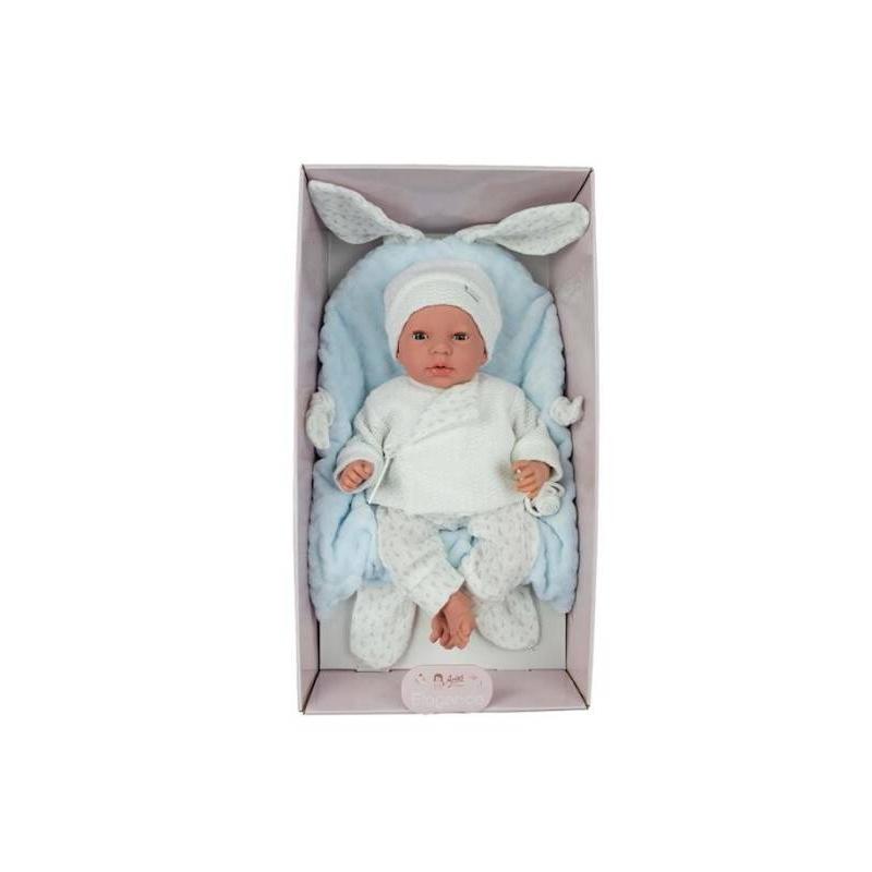 MUÑECA ELEGANCE 40 CM ANDIE AZUL CON COJÍN Y OJOS DURMIENTES