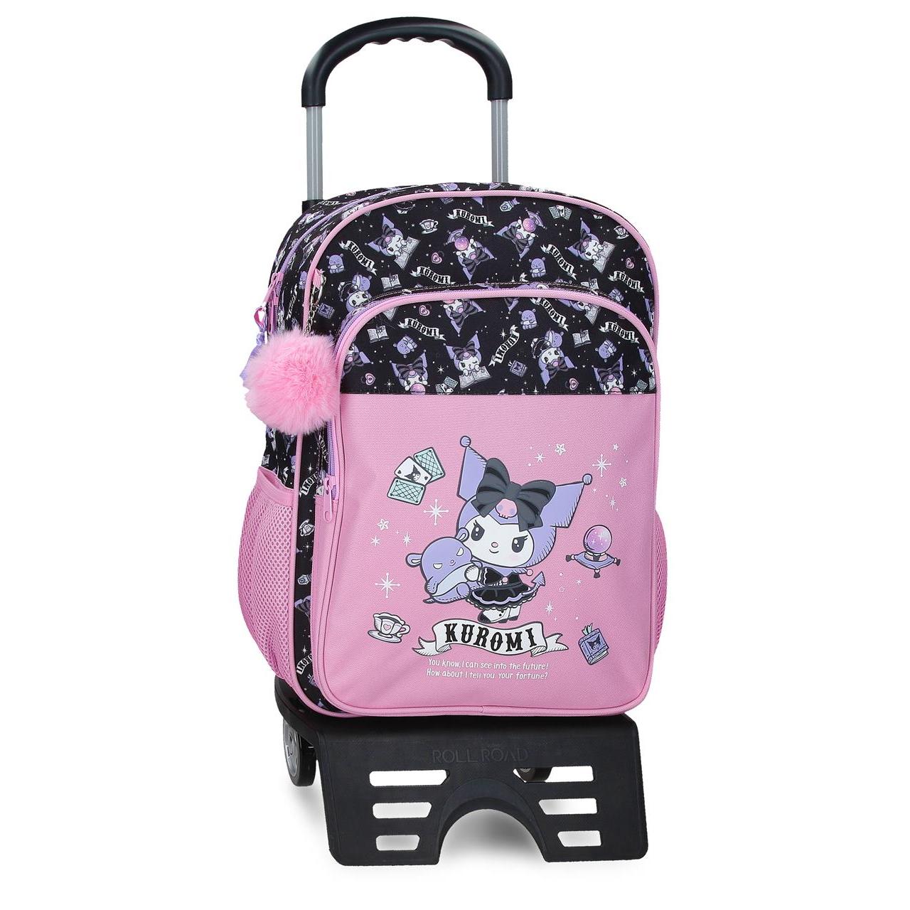 Mochila escolar con carro Kuromi Fortune Telling 30x40x13cm Rosa