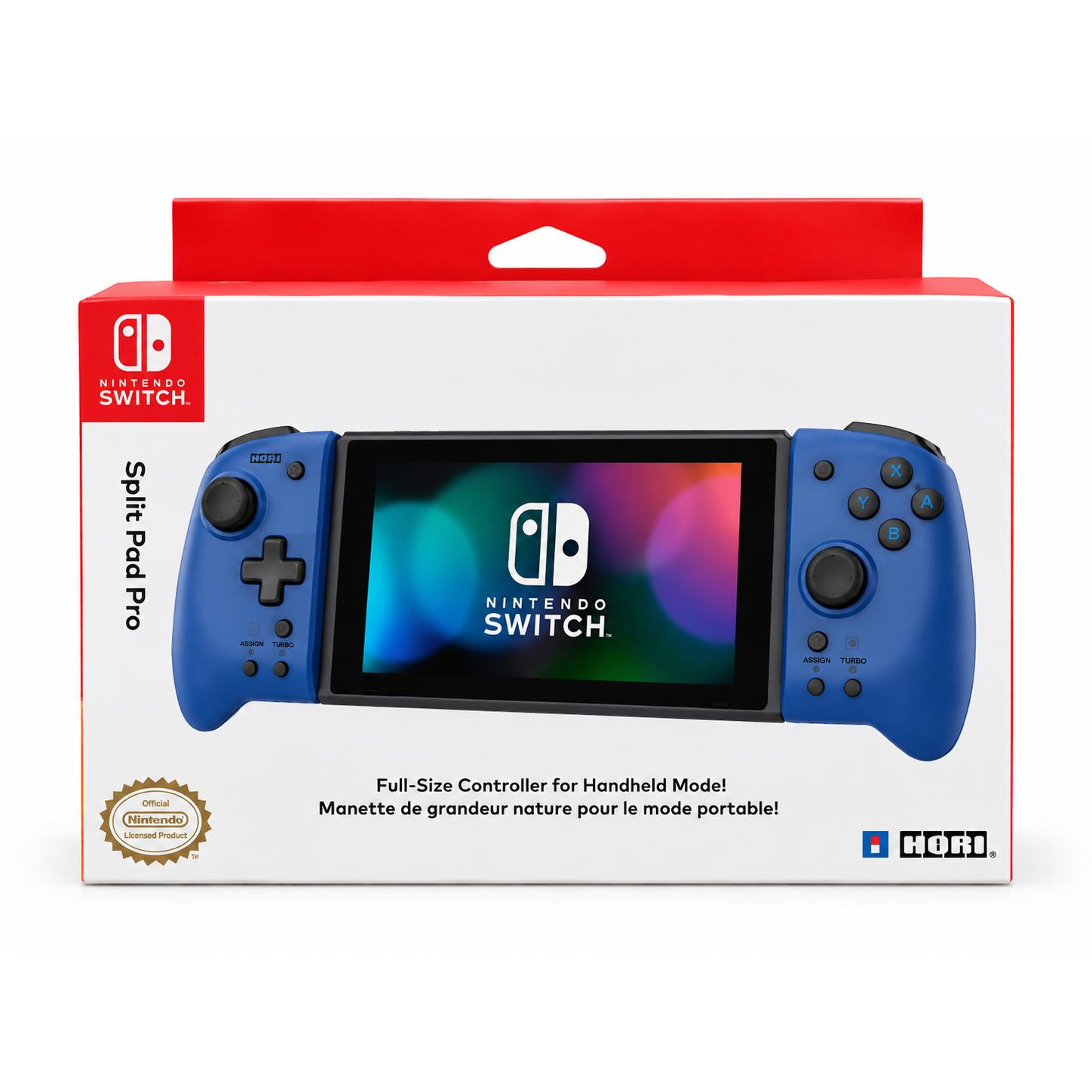 HORI - Mando Split Pad Pro NSW-298U para Nintendo Switch en modo portátil, ergonómico con sticks analógicos grandes, botones traseros asignables y función Turbo – Negro translúcido