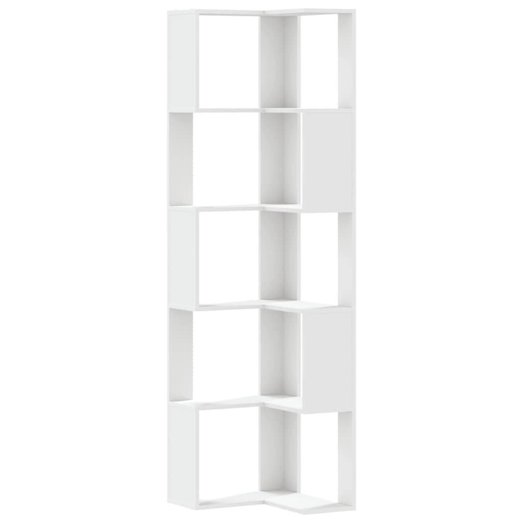 vidaXL Estantería de esquina 5 niveles madera blanco 50x50x179 cm