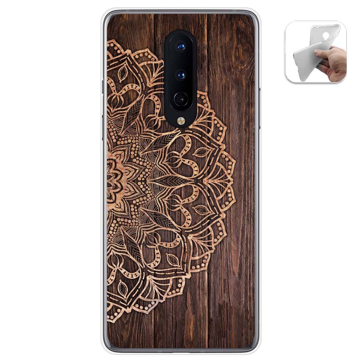 Tumundosmartphone Funda Gel Tpu para OnePlus 8 diseño Madera 06 Dibujos
