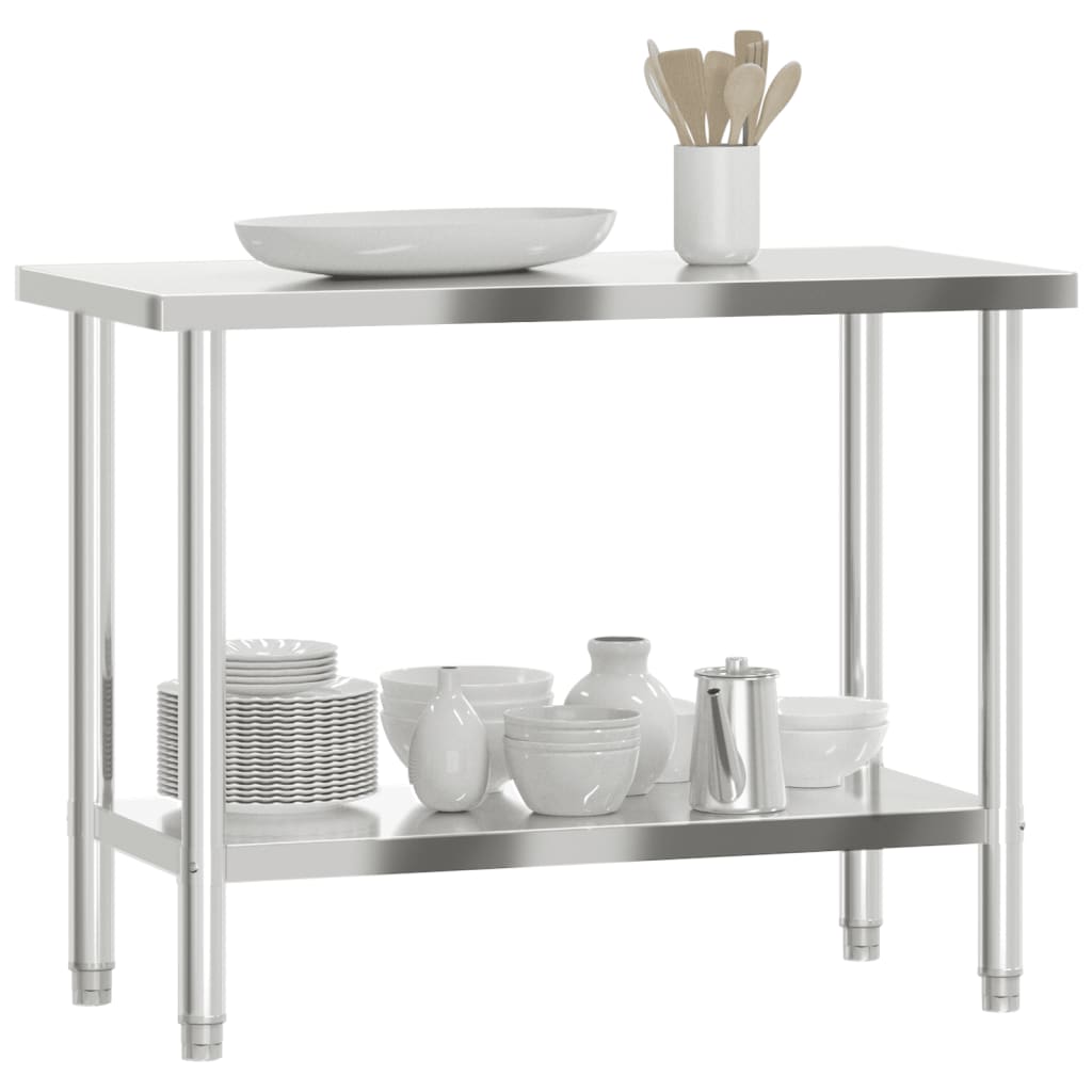 vidaXL Mesa de Trabajo de Cocina Banco Encimera de Catering Acero Inoxidable Dimensiones 110 x 55 x 85 cm, 110 x 55 x 93 cm