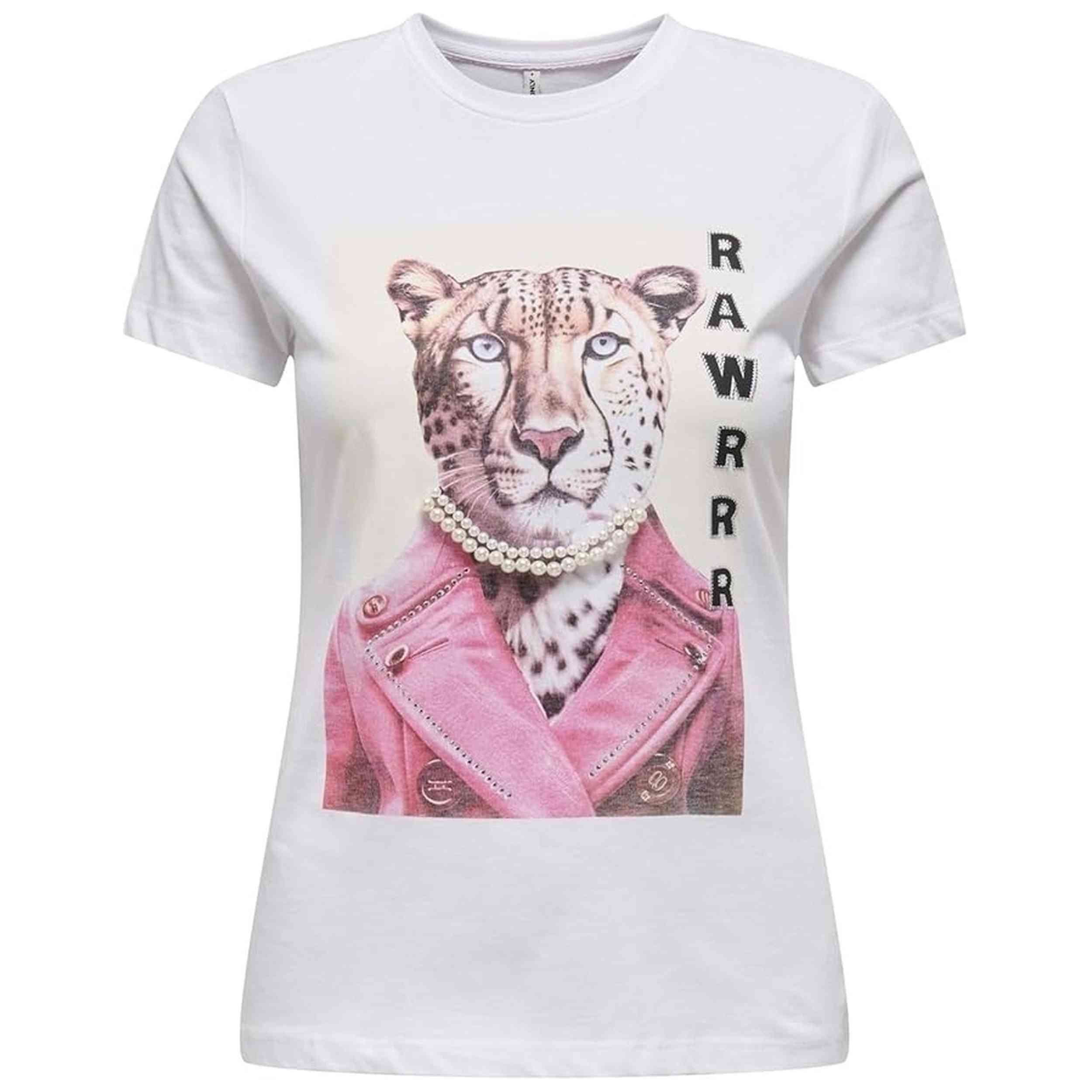 Camiseta Only modelo Onlvibe Life S/S Grasses Top Box en color Blanco