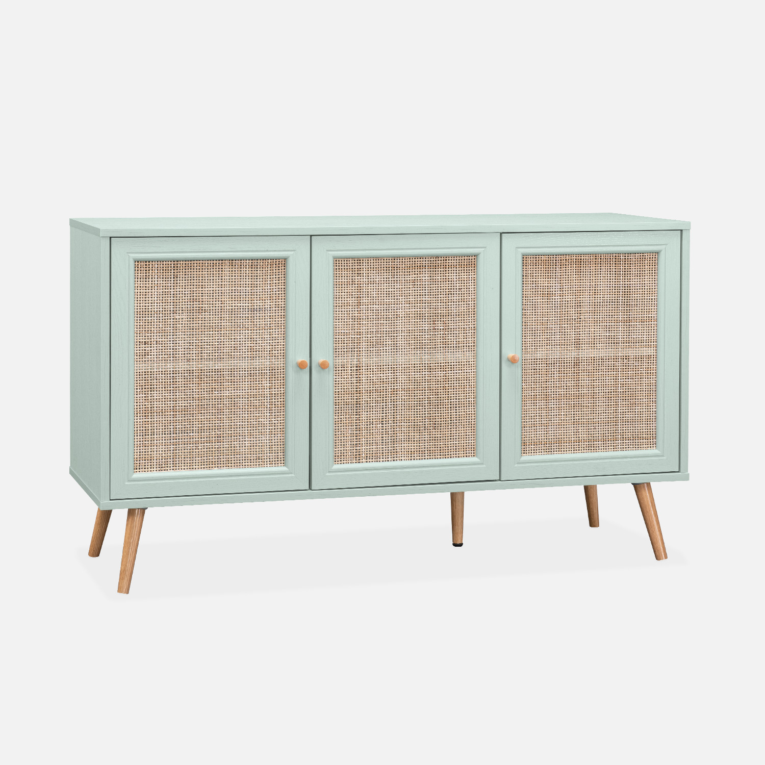 sweeek - Aparador 3 puertas de caña, 120cm , Boheme , 120x39x70