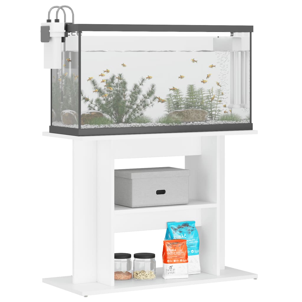 vidaXL Soporte para acuario madera de ingeniería 80x35x60 cm Color Blanco,  Blanco brillante,  Negro y mas