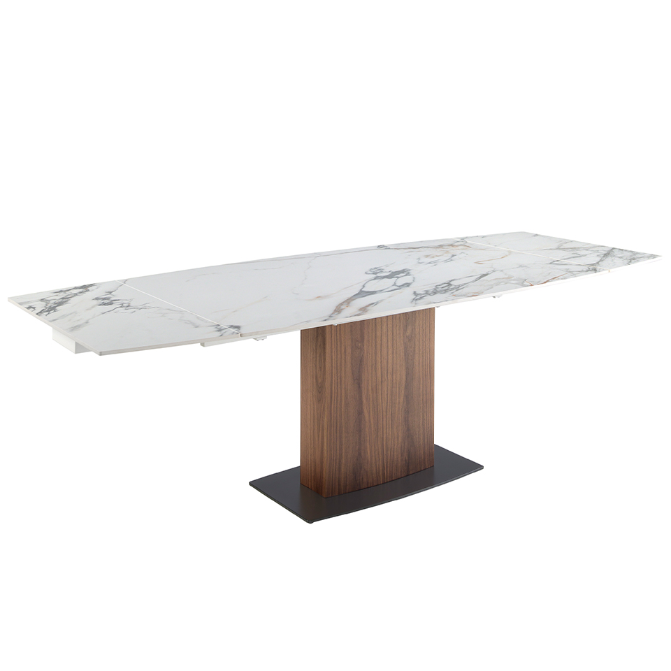 ANGEL CERDÁ 1133C Mesa comedor extensible ovalada barril mármol porcelánico , Blanco , Mármol Porcelánico , Ø160/200/240 x 100 x 76