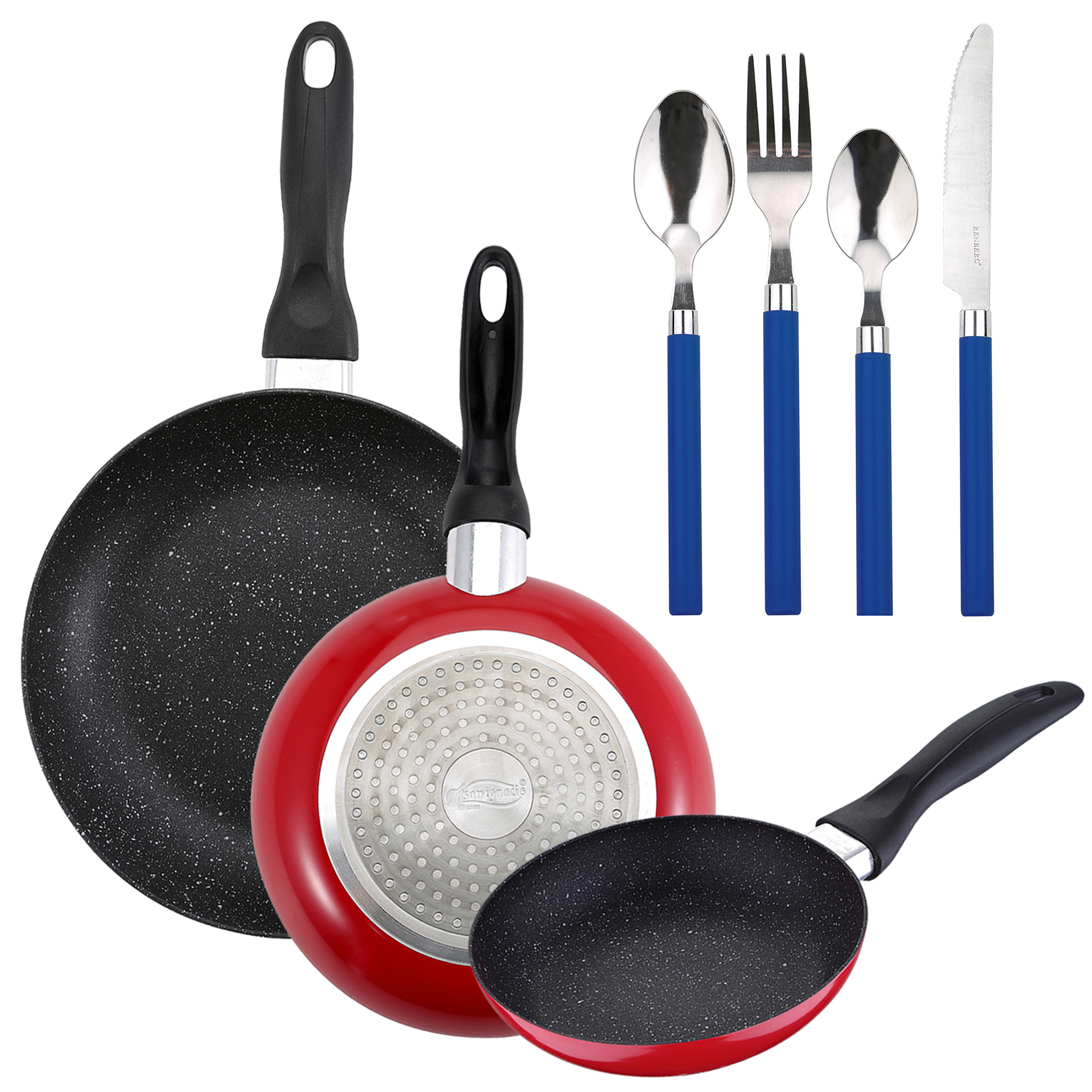 Granito Set 3 Sartenes 24 / 26 + Plancha 28x28 Cms + 4 Cuchillos con  Ofertas en Carrefour