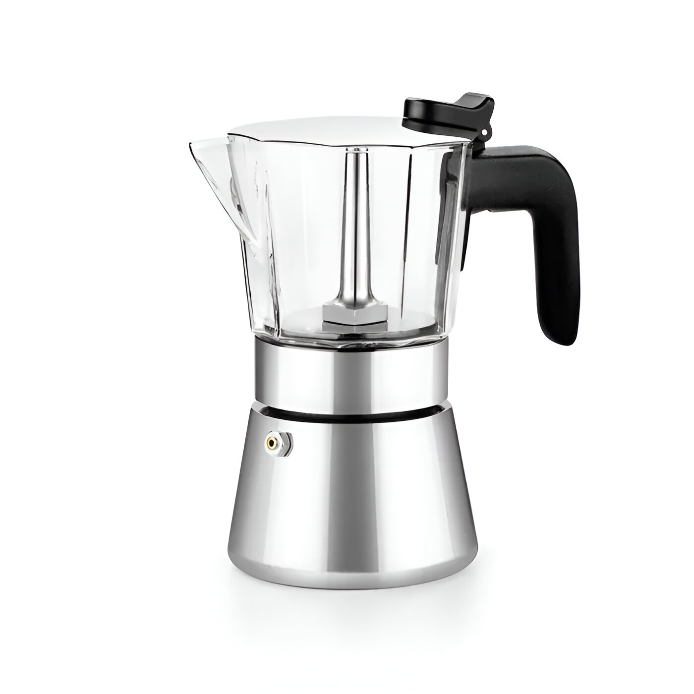 Bra Flavour Crystal A170590 - Cafetera para 4 Tazas Inox, Cuerpo de Vidrio, para Cualquier Tipo de Cocina