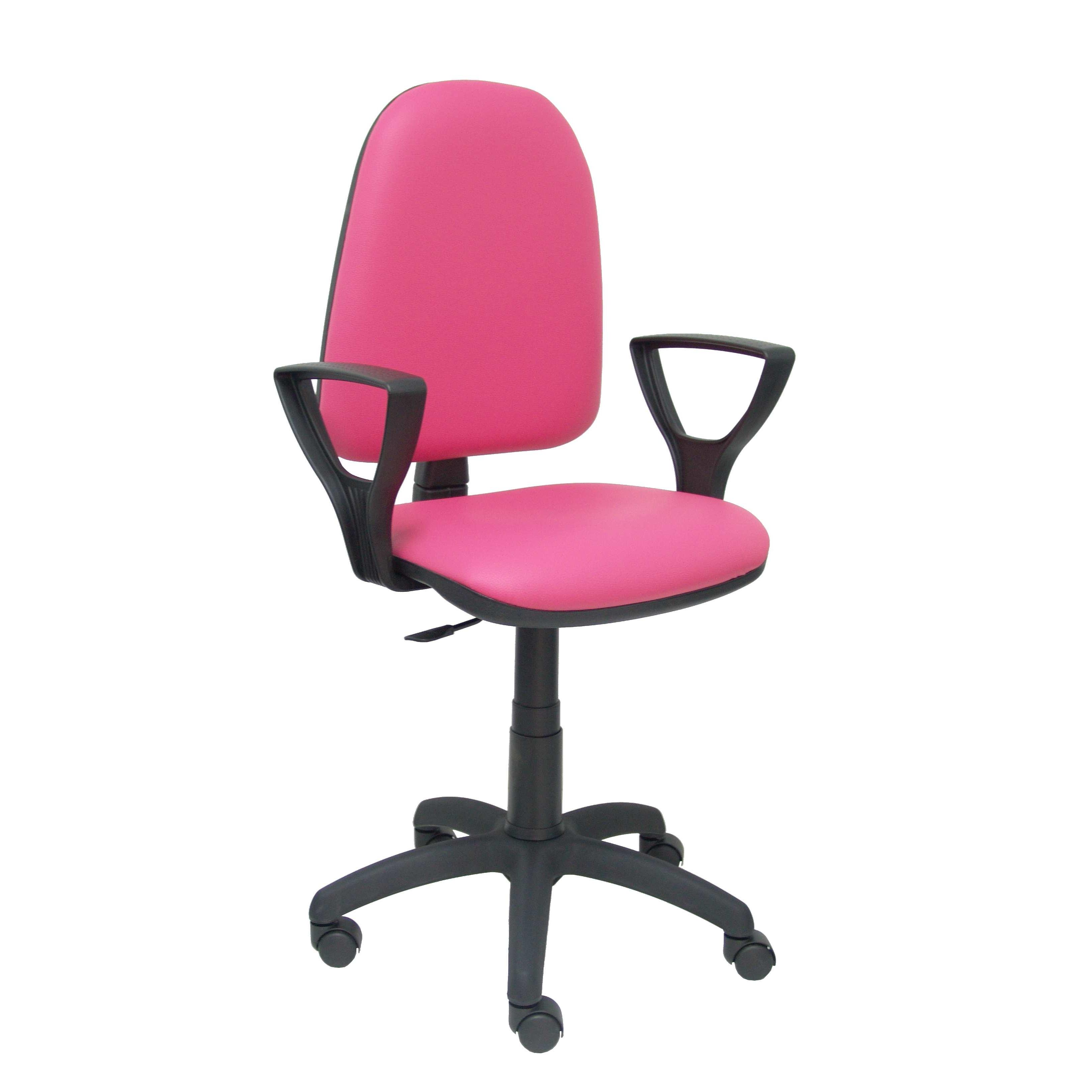 Silla de Oficina Ergonómica Piqueras Y Crespo con Brazos, Regulable en Altura y Respaldo, Rosa Similpiel