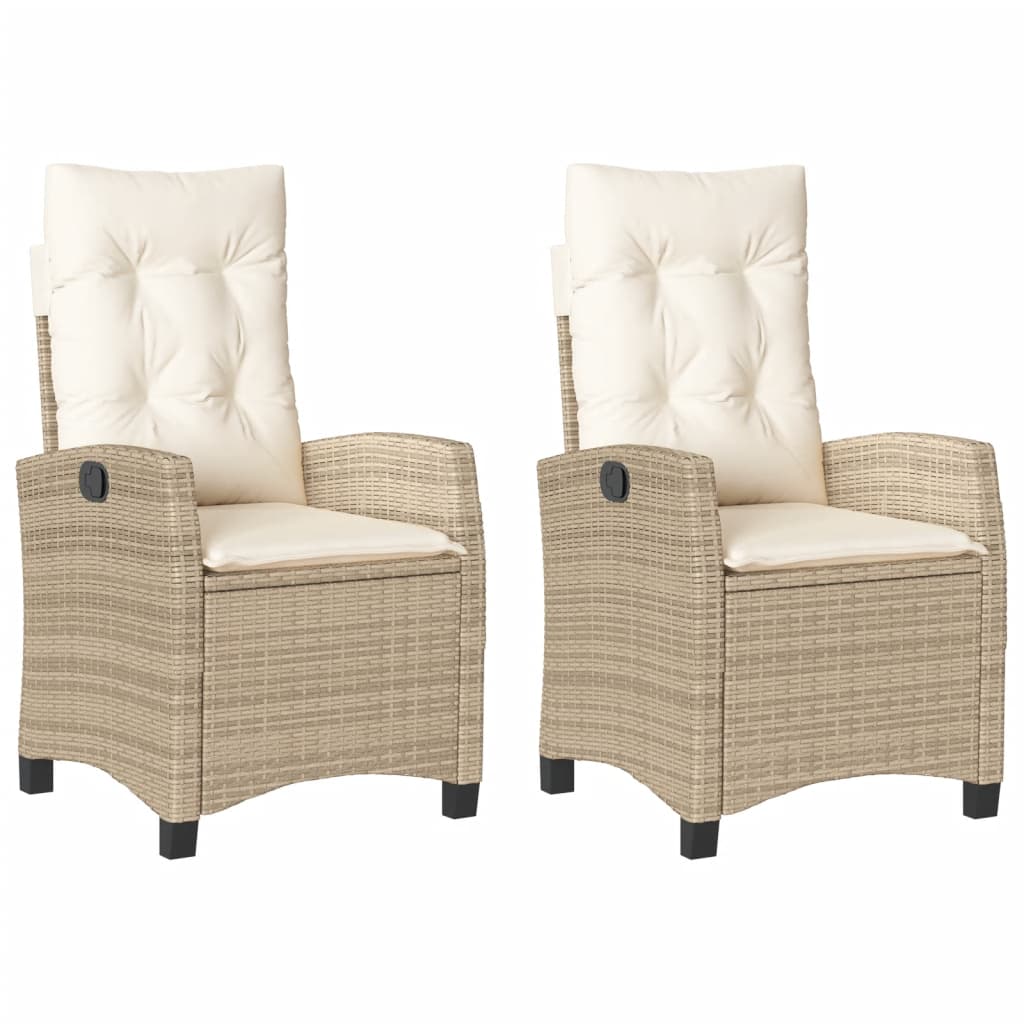 vidaXL Sillones reclinable jardín cojines 2 uds ratán sintético