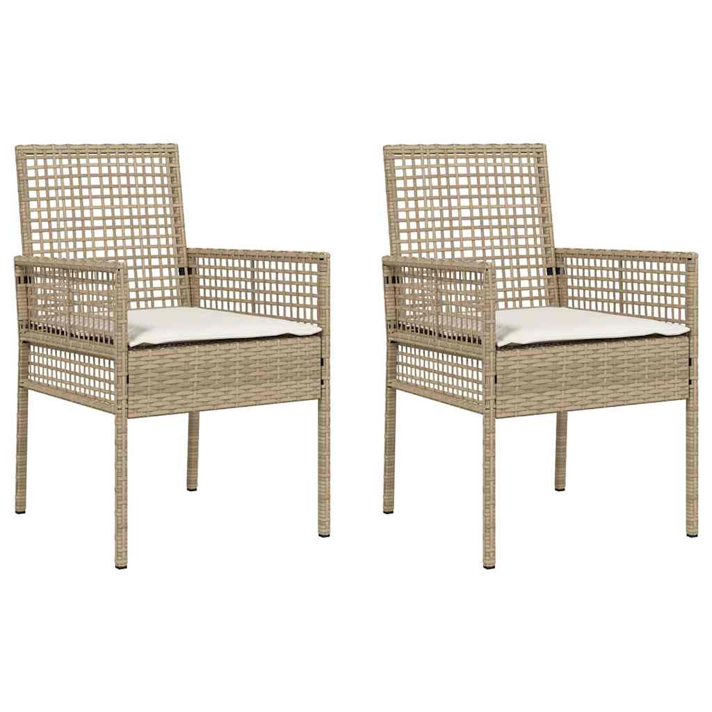 vidaXL Silla de Jardín 2 pcs Beige 55 x 53 x 85 cm ratán sintético