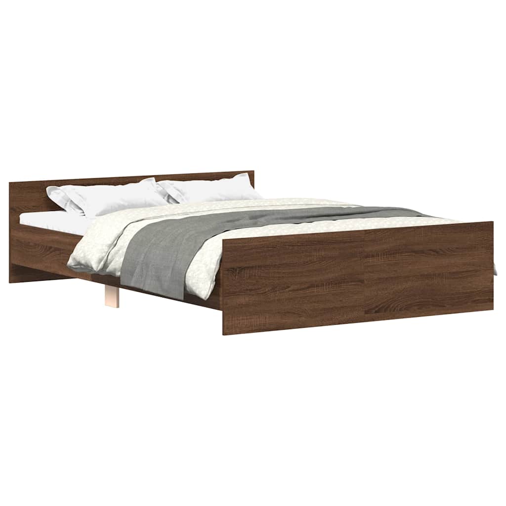 vidaXL Estructura de cama con cabecero piecero roble marrón 140x200 cm