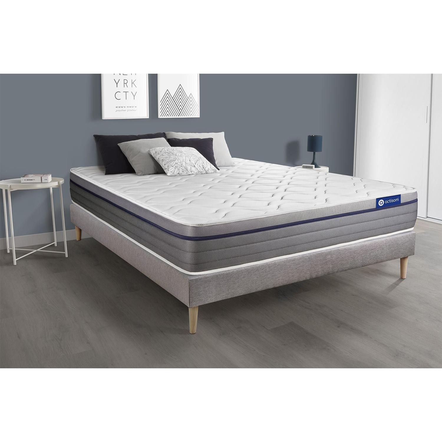 Pack colchón Actiflex zen 120x190cm + Somier, Muelles ensacados y espuma viscoelástica, 3 zonas de confort
