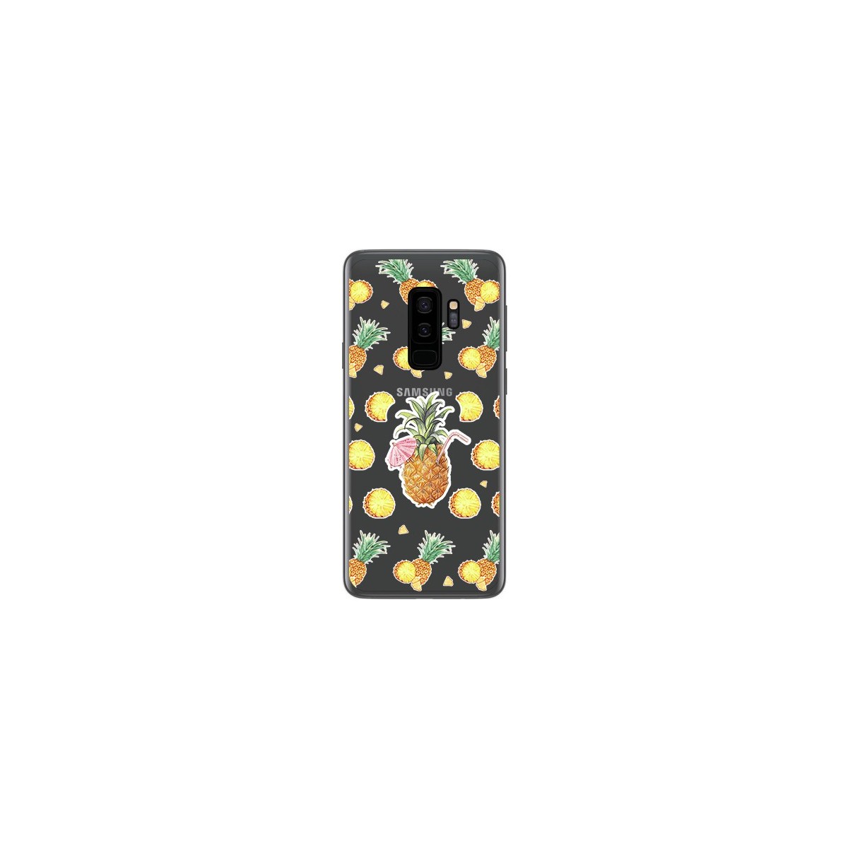 Tumundosmartphone Funda Gel Transparente para Samsung Galaxy S9 Plus Diseño Piña Dibujos