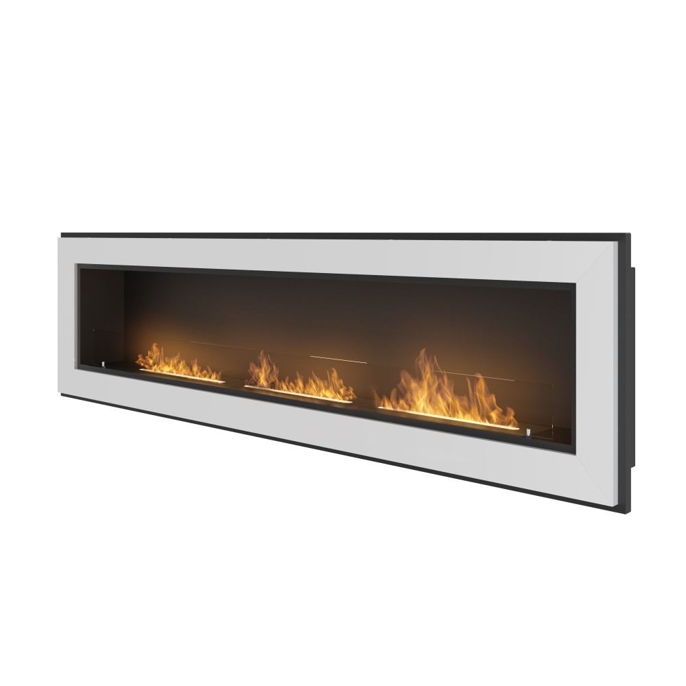 Chimenea de bioetanol empotrada Frame 1800 SimpleFire con cristal blanco