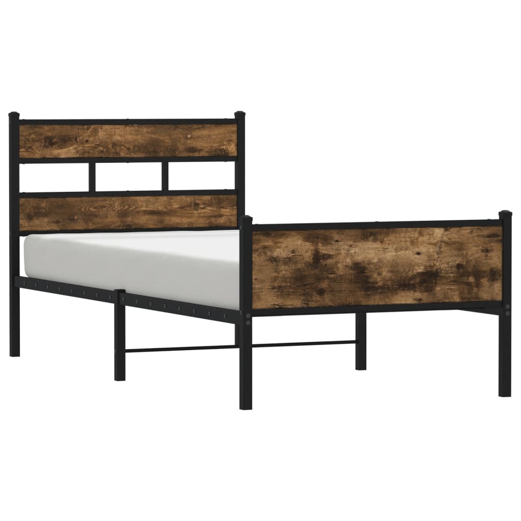 vidaXL Estructura de cama sin colchón madera roble ahumado 90x190 cm