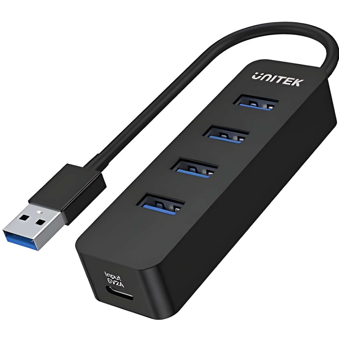 Hub Activo Unitek 10W con Cable Integrado 15cm | Puertos USB-C | 4xusb-3.1 y 1xusb-c | Carga Segura y Transmisión de Datos