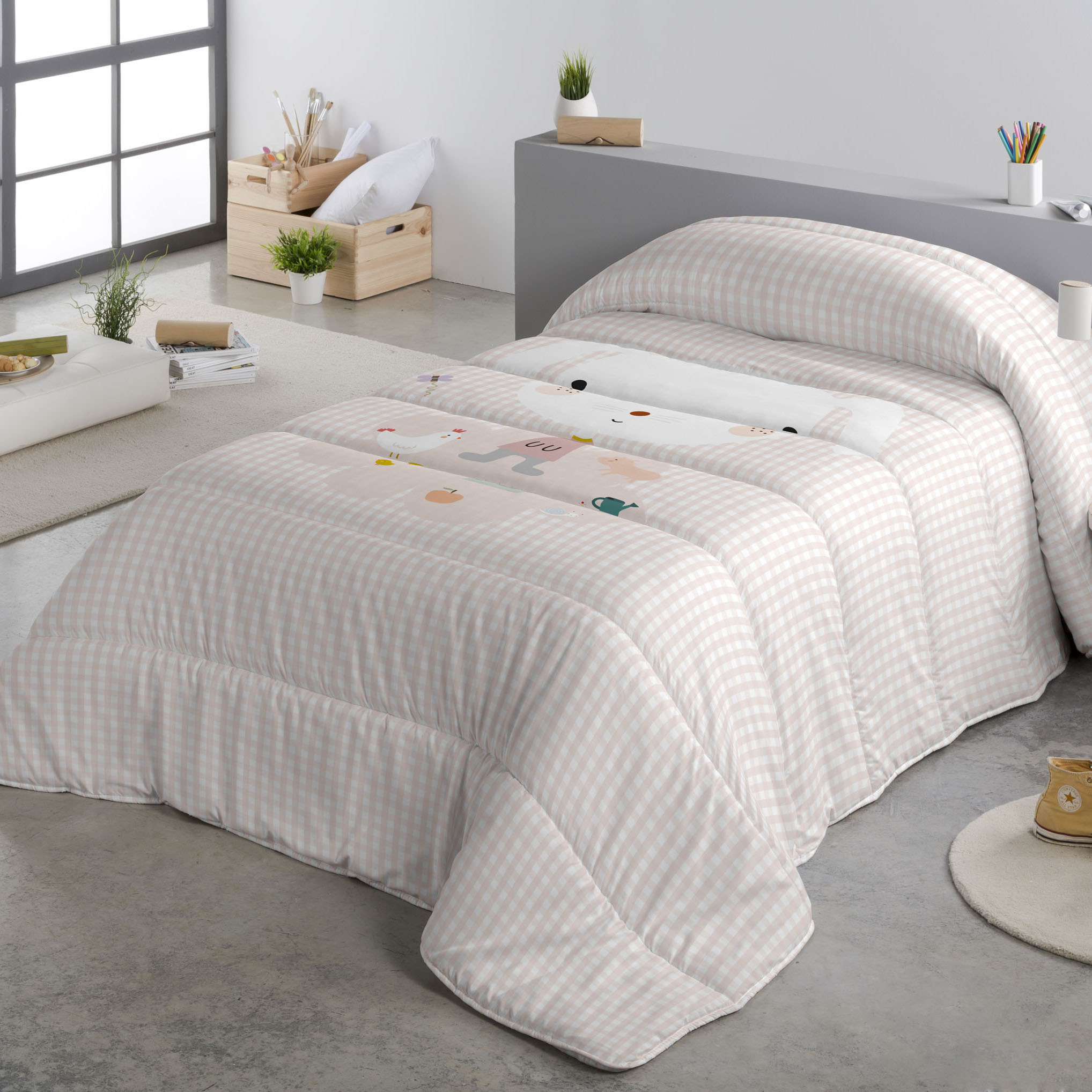 HACIENDO EL INDIO - Edredón Nórdico Infantil Estampado 100% Algodón -  Relleno 200 gr Tacto Pluma - Ideal para Invierno, Antialérgico y Transpirable - Disponible para Cama 90/105 cm - Fabricado en España
