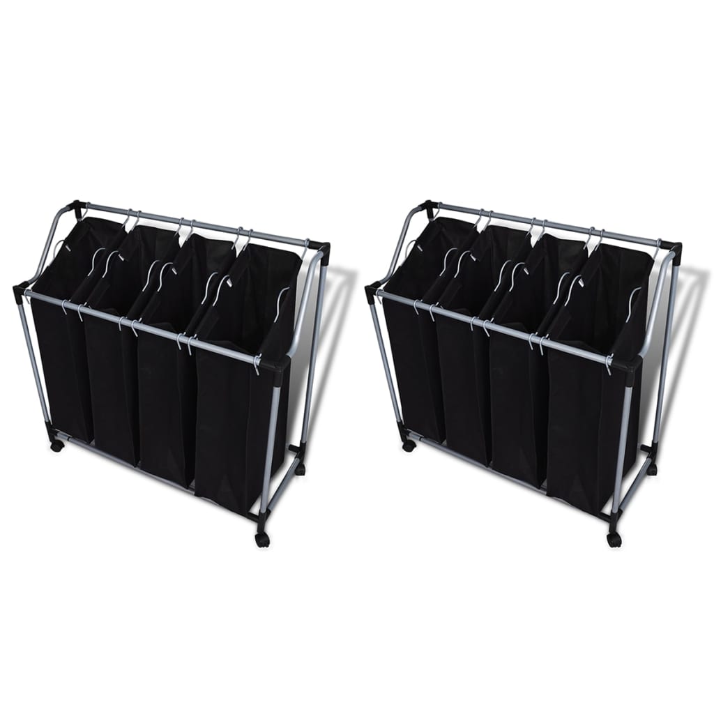 vidaXL Separador de colada con bolsas 2 unidades negro y gris